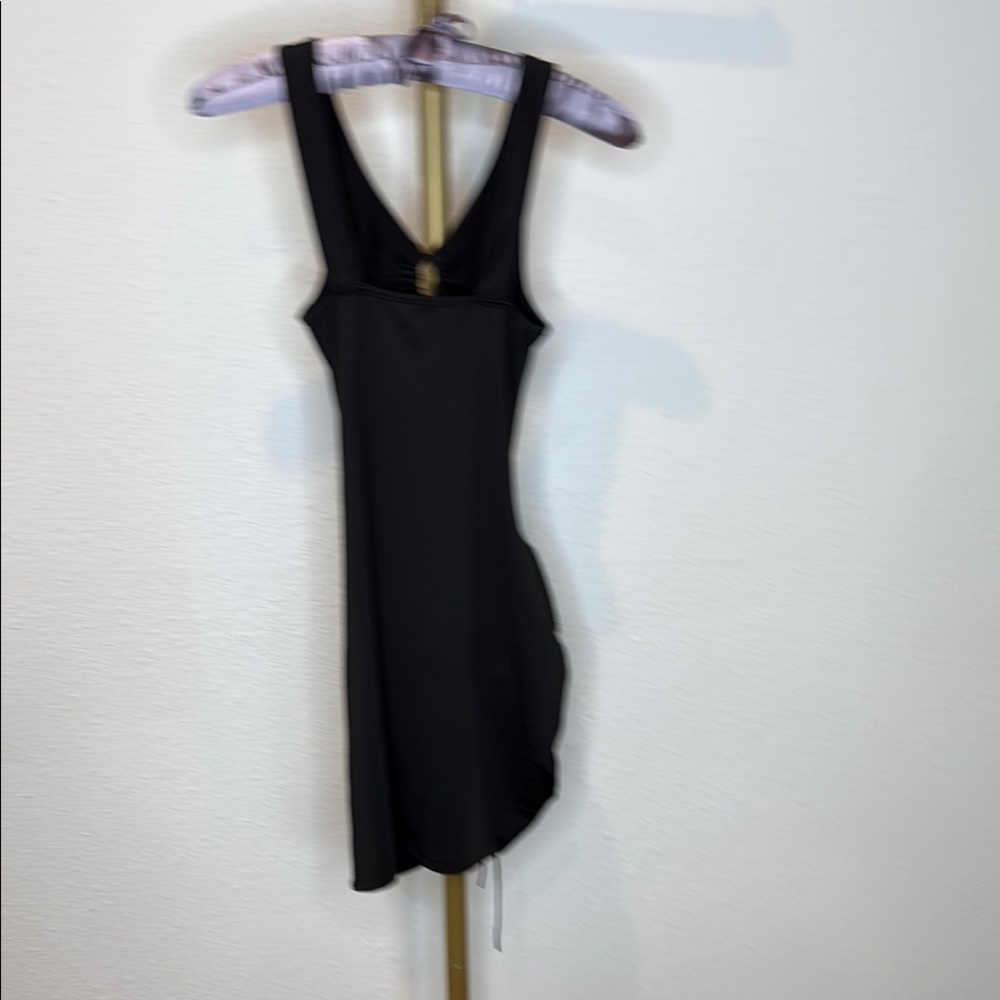 SHEIN Black Ruched Sleeveless Cutout Mini Midriff Cocktail Party Prom Dress S - Picture 2 of 10